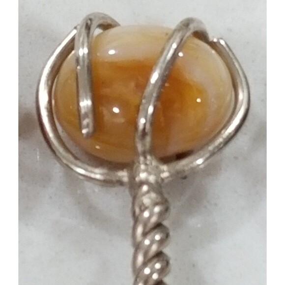 Gemstone polished stoned silver (sterling?plated?)cocktail pick 6 count - Picture 10 of 12